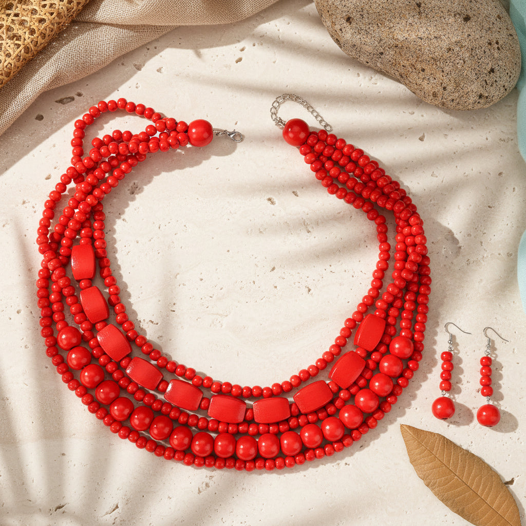 Vivid Spirit Necklace & Earrings Set - 6 colors - Hello Baabs