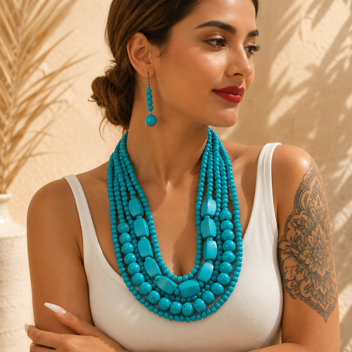 Vivid Spirit Necklace & Earrings Set - 6 colors - Hello Baabs