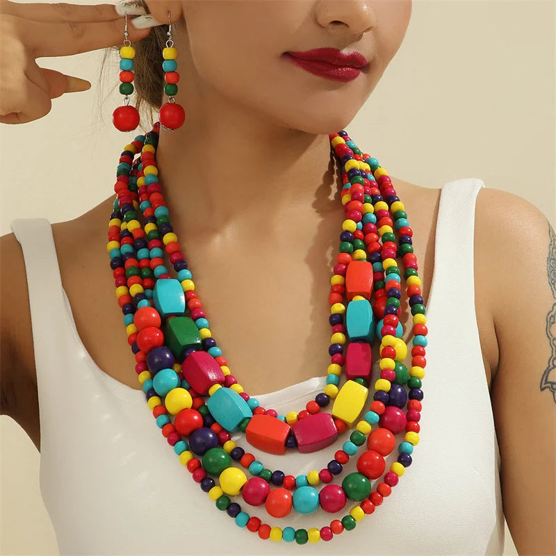 Vivid Spirit Necklace & Earrings Set - 6 colors - hello baabs 