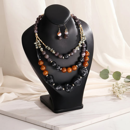 Vivid Vibes Layered Necklace & Earrings Set - 4 colors - Hello Baabs