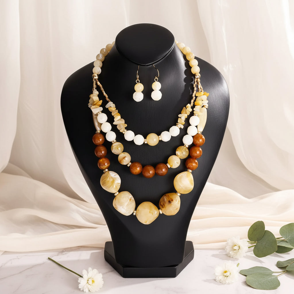 Vivid Vibes Layered Necklace & Earrings Set - 4 colors - Hello Baabs