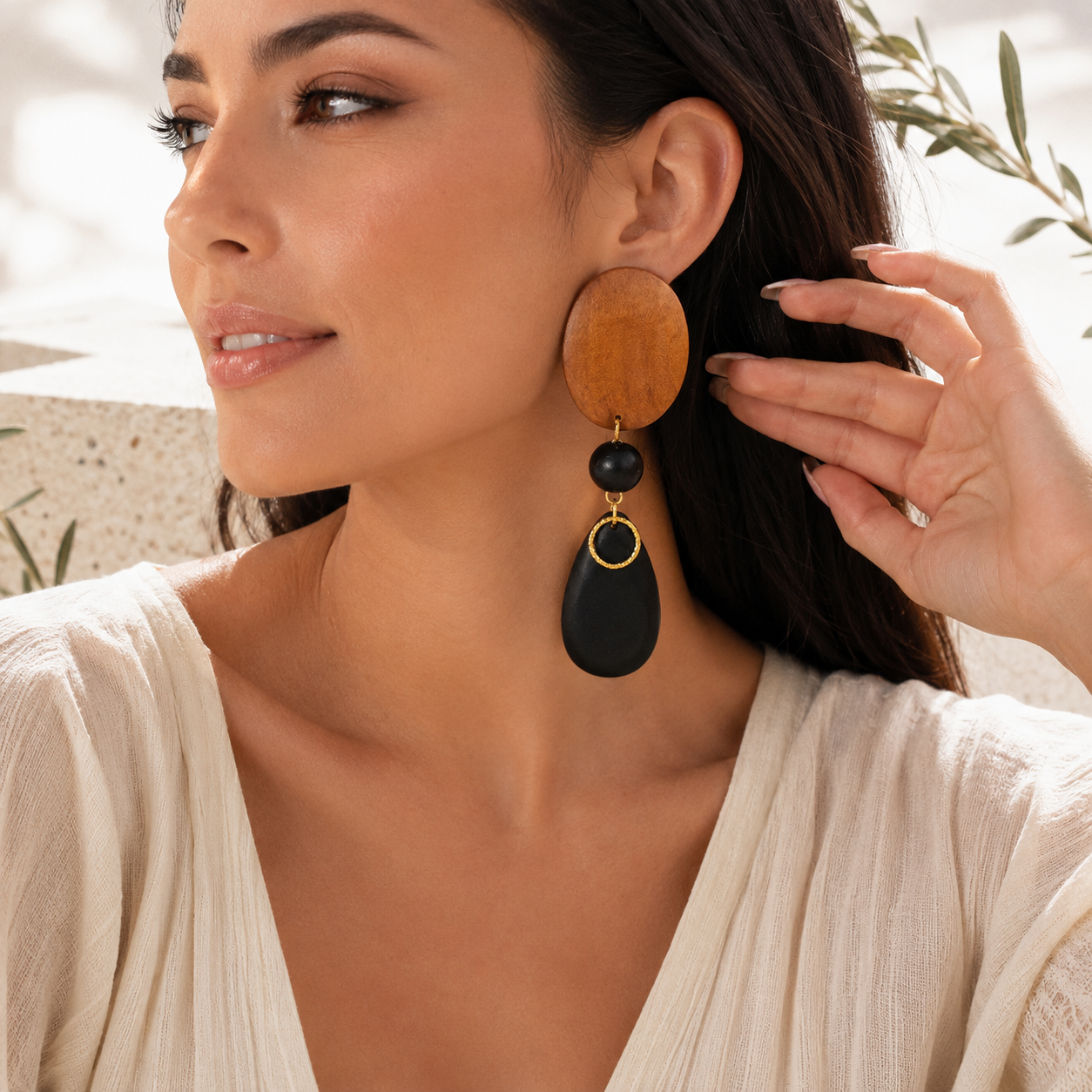 Walnut Wave Earrings - Hello Baabs