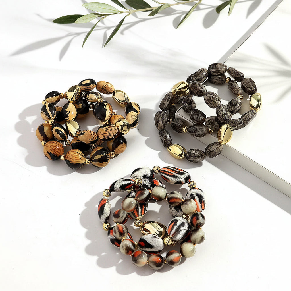 Wild Side Stack 3pc Bracelet Set - 3 colors - Hello Baabs