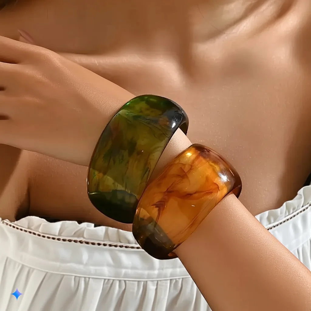 Woman Wearing 2 Charm Storm Bangles 2